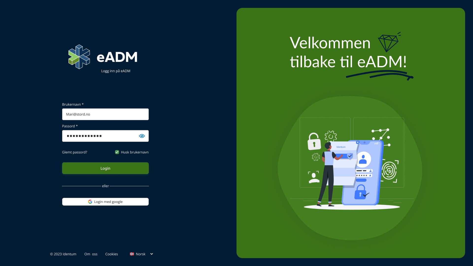 eADM login page - Identum