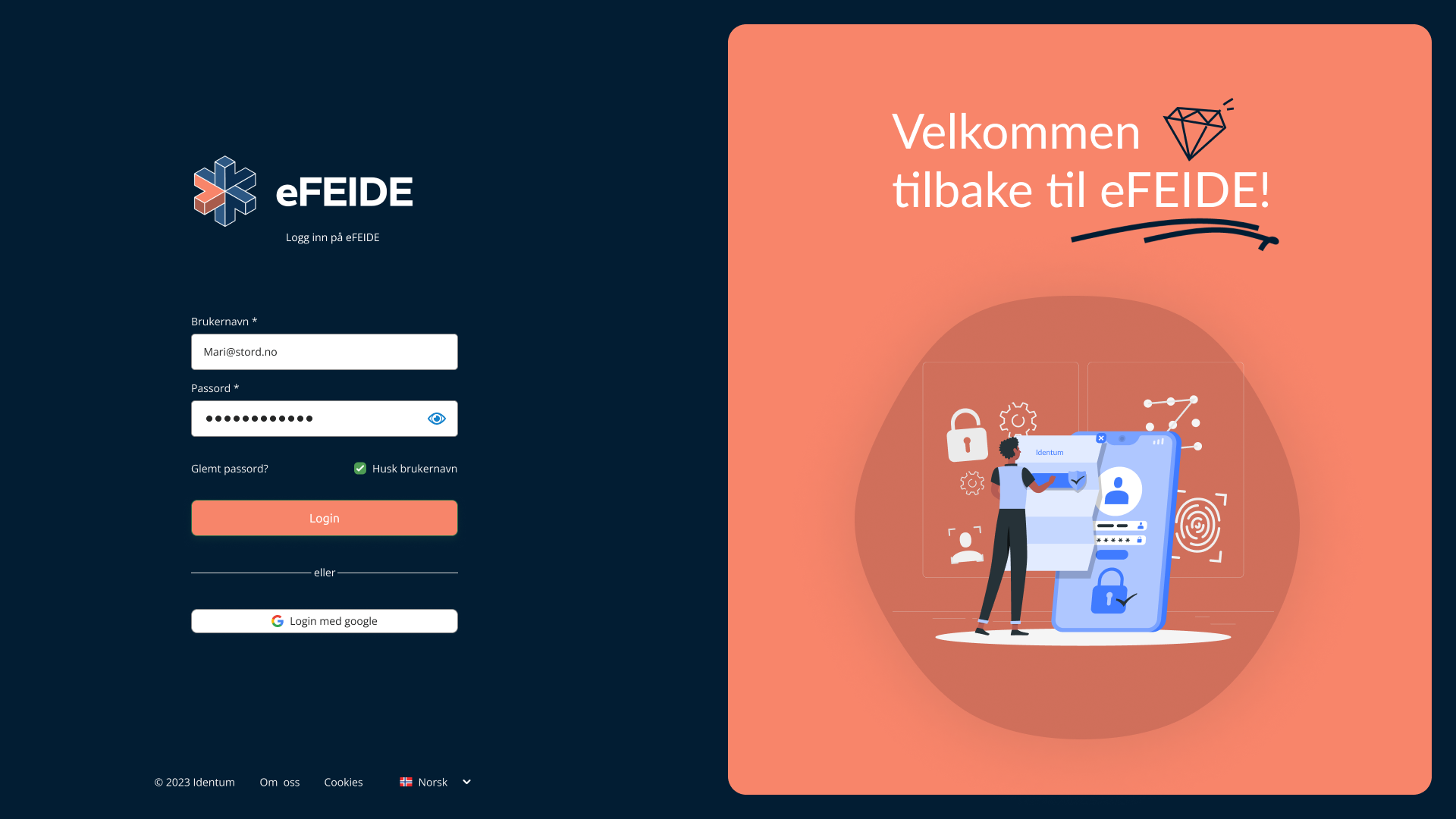 eFEIDE login page - Identum